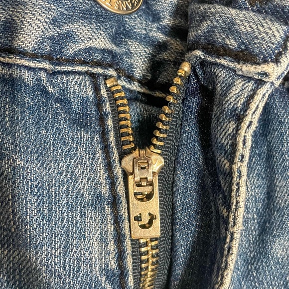 Rare Vintage True Religion Jeans Size 34 Bootcut Thick Blue Distressed Denim - Picture 6 of 11